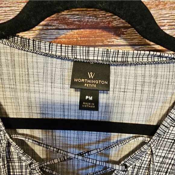 Worthington blouse lt gray/ black women's PM Pre-owned - Picture 3 of 5